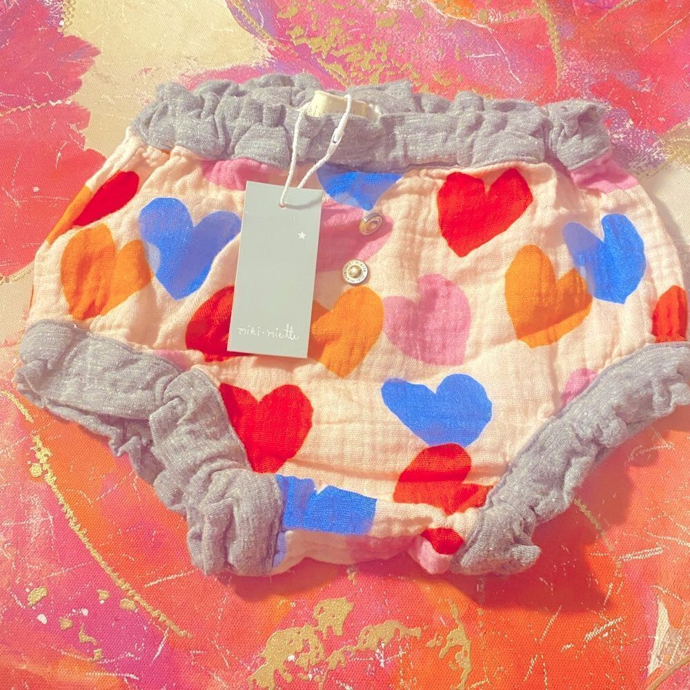 🛍️Miki Miette paperhearts ❤️💙💜💛Baby Girl Short size 12m 🩷